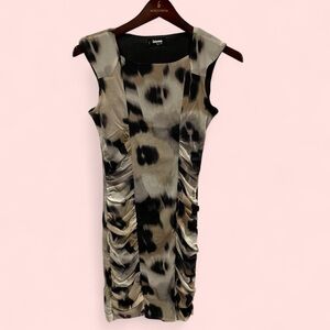 Y2K mesh leopard camo floral ruched bodycon dress Sinequanone mini luxe